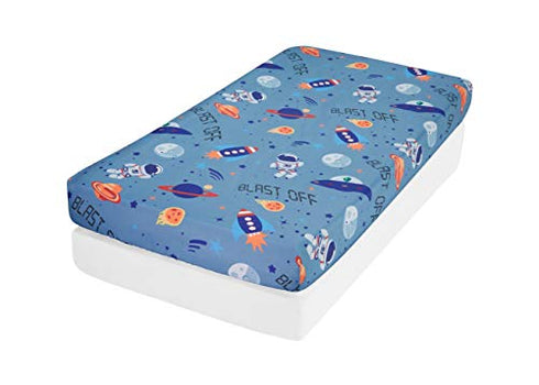 Everyday Kids 2 Pack Fitted Boys Crib Sheet, 100% Soft Breathable Microfiber Baby Sheet, Fits Standard Size Crib Mattress 28in x 52in, Nursery Sheet - Space/White